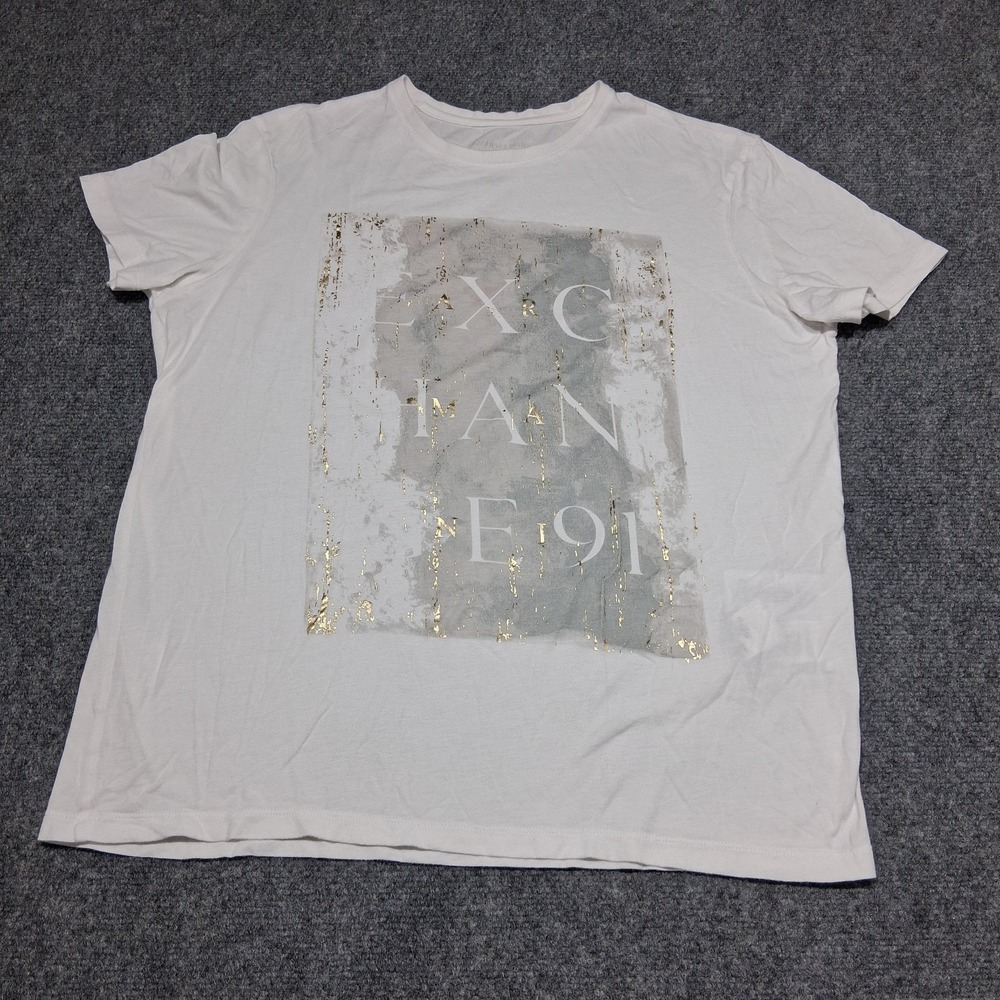 Armani Exchange Woman's Large‎  T-shirts Color White and Gold